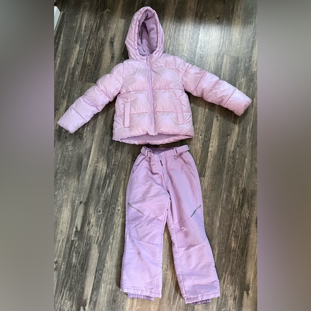 Swiss Tech Girls Small Purple Lavender Hooded Winter Coat & Snow Pants Size 6-6X